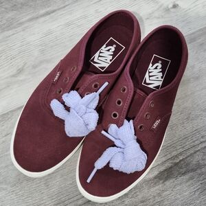 Vans Burgundy Sneakers with Lavender Laces